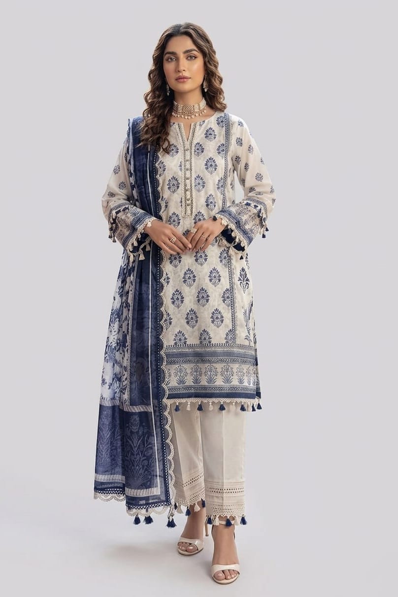 Jacquard Unstitched Printed Lawn 3pc